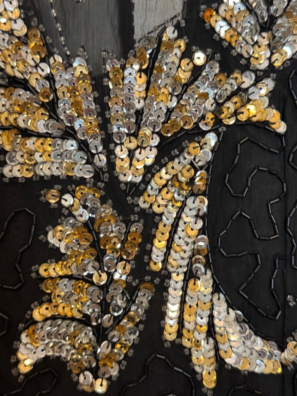 Vintage Black Silk Sequin Dress By Scala Milan Paris Los Angeles PM - Picture 5 of 8